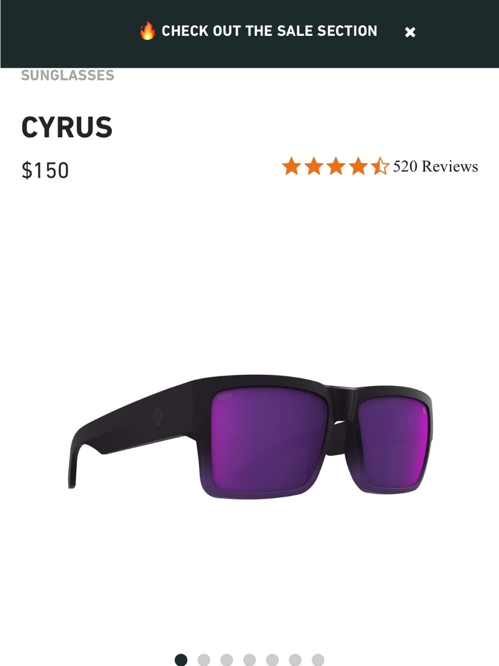 Cyrus Black Frame Sunglasses with Purple Mirrored Lenses